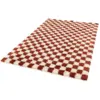 Image de Bobochic tapis poils longs damien motifs damier orange 200x290 DAMIEN