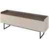 Image de Bobochic meuble tv 4 portes 166 cm louna beige et effet bois avec tasseaux et led LOUNA