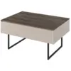 Image de Bobochic table basse 1 porte 100 cm louna beige et effet bois avec tasseaux LOUNA