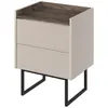 Image de Bobochic table de chevet 2 tiroirs louna beige et effet bois avec tasseaux et led LOUNA