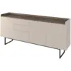 Image de Bobochic buffet 3 portes 192 cm louna beige et effet bois avec tasseaux et led LOUNA