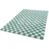 Image de Bobochic tapis poils longs damien motifs damier bleu clair 200x290 DAMIEN