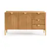 Image de Bobochic buffet 2 portes 3 tiroirs 135 cm lola motif arrondi et placage frêne massif LOLA