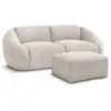 Image de Bobochic canapé droit fixe 2 places tina velours côtelé avec pouf beige TINA