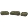 Image de Bobochic ensemble canapé droit fixe 3 + 2 places + fauteuil tina tissu bouclette vert TINA