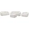 Image de Bobochic ensemble canapé droit fixe 3 + 2 places + fauteuil tina tissu bouclette avec pouf blanc TINA
