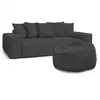 Image de Bobochic canapé droit fixe 3 places voltaire velours côtelé avec pouf gris foncé VOLTAIRE
