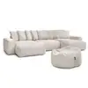 Image de Bobochic canapé panoramique fixe voltaire velours côtelé avec pouf beige panoramique VOLTAIRE