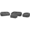 Image de Bobochic ensemble canapé droit fixe 3 + 2 places + fauteuil tina velours côtelé avec pouf gris foncé TINA