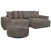 Image de Bobochic canapé d'angle réversible voltaire velours côtelé avec pouf taupe VOLTAIRE