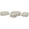 Image de Bobochic ensemble canapé droit fixe 3 + 2 places + fauteuil tina tissu bouclette avec pouf beige TINA
