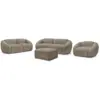 Image de Bobochic ensemble canapé droit fixe 3 + 2 places + fauteuil tina tissu bouclette avec pouf taupe TINA