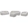 Image de Bobochic ensemble canapé droit fixe 3 + 2 places + fauteuil tina tissu bouclette avec pouf gris clair TINA
