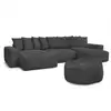 Image de Bobochic canapé panoramique fixe voltaire velours côtelé avec pouf gris foncé panoramique VOLTAIRE