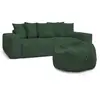Image de Bobochic canapé droit fixe 3 places voltaire velours côtelé avec pouf vert VOLTAIRE