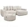 Image de Bobochic canapé d'angle réversible voltaire velours côtelé avec pouf beige VOLTAIRE