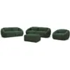 Image de Bobochic ensemble canapé droit fixe 3 + 2 places + fauteuil tina velours côtelé avec pouf vert TINA