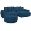 Image de Bobochic canapé d'angle réversible voltaire velours côtelé avec pouf bleu foncé VOLTAIRE