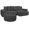 Image de Bobochic canapé d'angle réversible voltaire velours côtelé avec pouf gris foncé VOLTAIRE