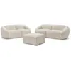 Image de Bobochic ensemble canapé droit fixe 3 + 2 places tina tissu bouclette avec pouf beige TINA