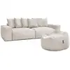 Image de Bobochic canapé droit fixe 4 places voltaire velours côtelé avec pouf beige