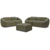 Image de Bobochic ensemble canapé droit fixe 3 + 2 places tina tissu bouclette avec pouf vert TINA