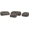 Image de Bobochic ensemble canapé droit fixe 3 + 2 places + fauteuil tina velours côtelé avec pouf taupe TINA