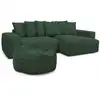 Image de Bobochic canapé d'angle réversible voltaire velours côtelé avec pouf vert VOLTAIRE