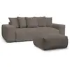 Image de Bobochic canapé droit convertible coffre voltaire avec pouf taupe VOLTAIRE