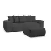 Image de Bobochic canapé droit convertible coffre voltaire avec pouf gris foncé VOLTAIRE