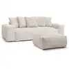 Image de Bobochic canapé droit convertible coffre voltaire avec pouf beige VOLTAIRE