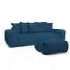 Image de Bobochic canapé droit convertible coffre voltaire avec pouf bleu foncé VOLTAIRE