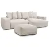 Image de Bobochic canapé d'angle réversible convertible coffre voltaire avec pouf beige réversible VOLTAIRE