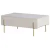 Image de Bobochic table basse 2 tiroirs 100 cm mathilde plateau effet marbre et pieds or beige MATHILDE