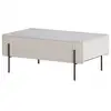 Image de Bobochic table basse 2 tiroirs 100 cm mathilde plateau effet marbre et pieds noirs beige MATHILDE