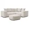 Image de Bobochic canapé d'angle fixe modulable voltaire avec 1 chauffeuse 2 places, 1 angle, 1 chauffeuse 1 place et 1 pouf beige angle droit VOLTAIRE