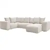Image de Bobochic canapé panoramique fixe modulable voltaire 1 méridienne, 1 chauffeuse 2 place, 1 angle, 1 chauffeuse 1 place beige angle droit VOLTAIRE