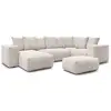 Image de Bobochic canapé panoramique fixe modulable voltaire avec 1 méridienne, 1 angle, 2 chauffeuses et 1 pouf beige angle gauche VOLTAIRE