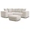 Image de Bobochic canapé d'angle fixe modulable voltaire avec 1 chauffeuse 2 places, 1 angle, 1 chauffeuse 1 place et 1 pouf beige angle gauche VOLTAIRE