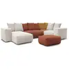 Image de Bobochic canapé panoramique fixe modulable voltaire avec 1 méridienne, 1 angle, 2 chauffeuses et 1 pouf multicolore angle gauche VOLTAIRE