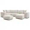 Image de Bobochic canapé panoramique fixe modulable voltaire avec 1 méridienne, 1 angle, 2 chauffeuses et 1 pouf beige angle droit VOLTAIRE