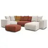 Image de Bobochic canapé panoramique fixe modulable voltaire avec 1 méridienne, 1 angle, 2 chauffeuses et 1 pouf multicolore angle droit VOLTAIRE