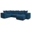 Image de Bobochic canapé panoramique fixe modulable voltaire 1 méridienne, 1 chauffeuse 2 place, 1 angle, 1 chauffeuse 1 place bleu foncé angle droit VOLTAIRE