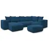 Image de Bobochic canapé panoramique fixe modulable voltaire avec 1 méridienne, 1 angle, 2 chauffeuses et 1 pouf bleu foncé angle gauche VOLTAIRE
