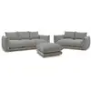 Image de Bobochic ensemble canapé droit fixe 3+2 places ernest avec pouf gris foncé ERNEST