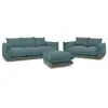 Image de Bobochic ensemble canapé droit fixe 3+2 places ernest avec pouf bleu foncé ERNEST