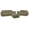 Image de Bobochic ensemble canapé droit fixe 3+2 places ernest avec pouf vert ERNEST