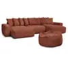 Image de Bobochic canapé panoramique fixe voltaire velours côtelé avec pouf orange panoramique VOLTAIRE