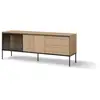 Image de Bobochic meuble tv 2 portes 2 tiroirs 167 cm verona effet chêne et verre fumé avec leds VERONA