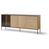 Image de Bobochic buffet 3 portes 2 tiroirs 200 cm verona effet chêne et verre fumé avec leds VERONA